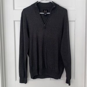Jos A Bank Men's Gray Quarter-Zip Sweater